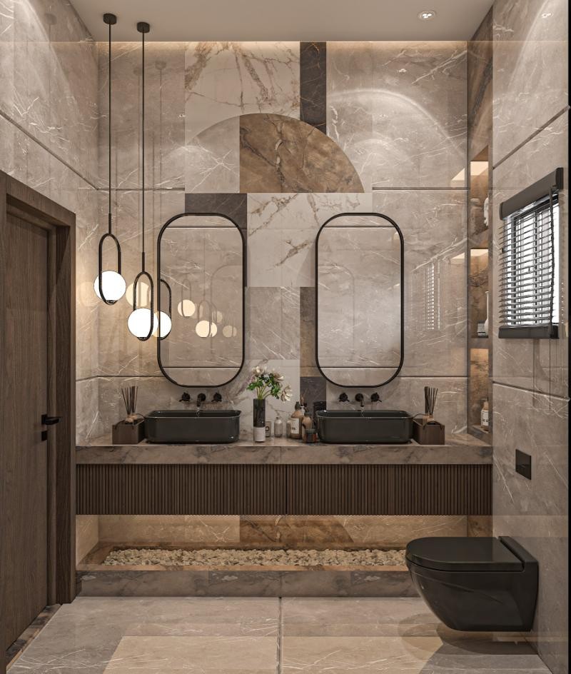 Góc nhìn khác về không gian phòng ngủ master 30m2 có toilet