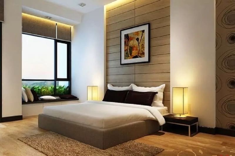Mẫu phòng ngủ dành cho người già với tông màu be, tạo không gian nhẹ nhàng và thư thái