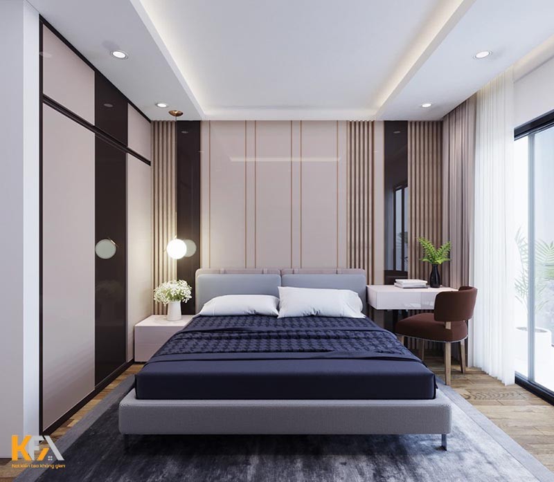 Thiết kế phòng ngủ hình chữ nhật 3x5m lịch sự, sang trọng