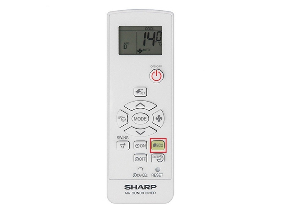 Nút ECO giúp tiết kiệm điện trên remote máy lạnh Sharp