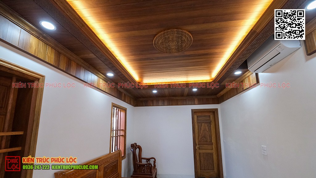 Thiết kế trần gỗ phòng ngủ đẹp, góp phần xua đuổi côn trùng