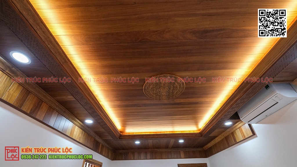 Ốp trần gỗ mang đến không gian yên tĩnh cho phòng ngủ