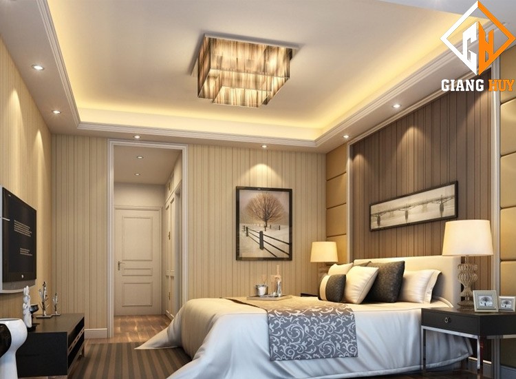 Mẫu trần thạch cao tân cổ điển cho phòng ngủ lớn