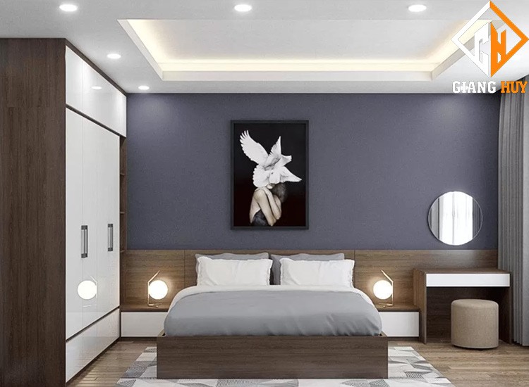 Thiết kế trần thạch cao phòng ngủ với đường nét mềm mại