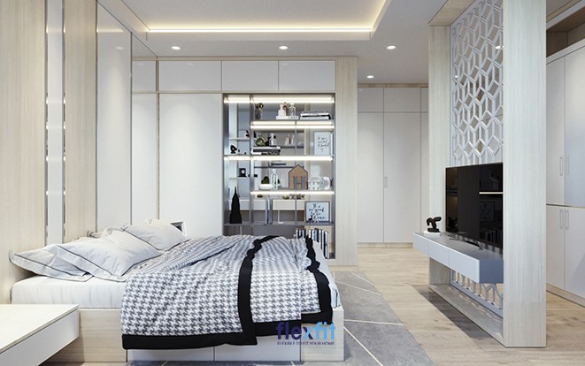 Vách tường hoa gió bằng gỗ ngăn cách không gian, vừa trang trí vừa đảm bảo thông thoáng
