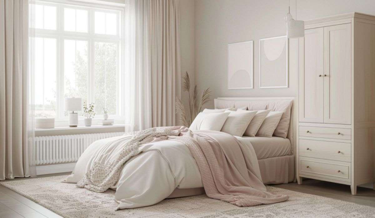 Bố trí nội thất cơ bản giúp không gian thông thoáng hơn, phù hợp với việc trang trí phòng ngủ bình dân