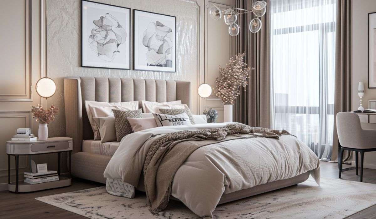 Phòng ngủ được thiết kế theo phong cách hiện đại tôn lên sự tinh tế và thanh lịch cho căn phòng của nữ