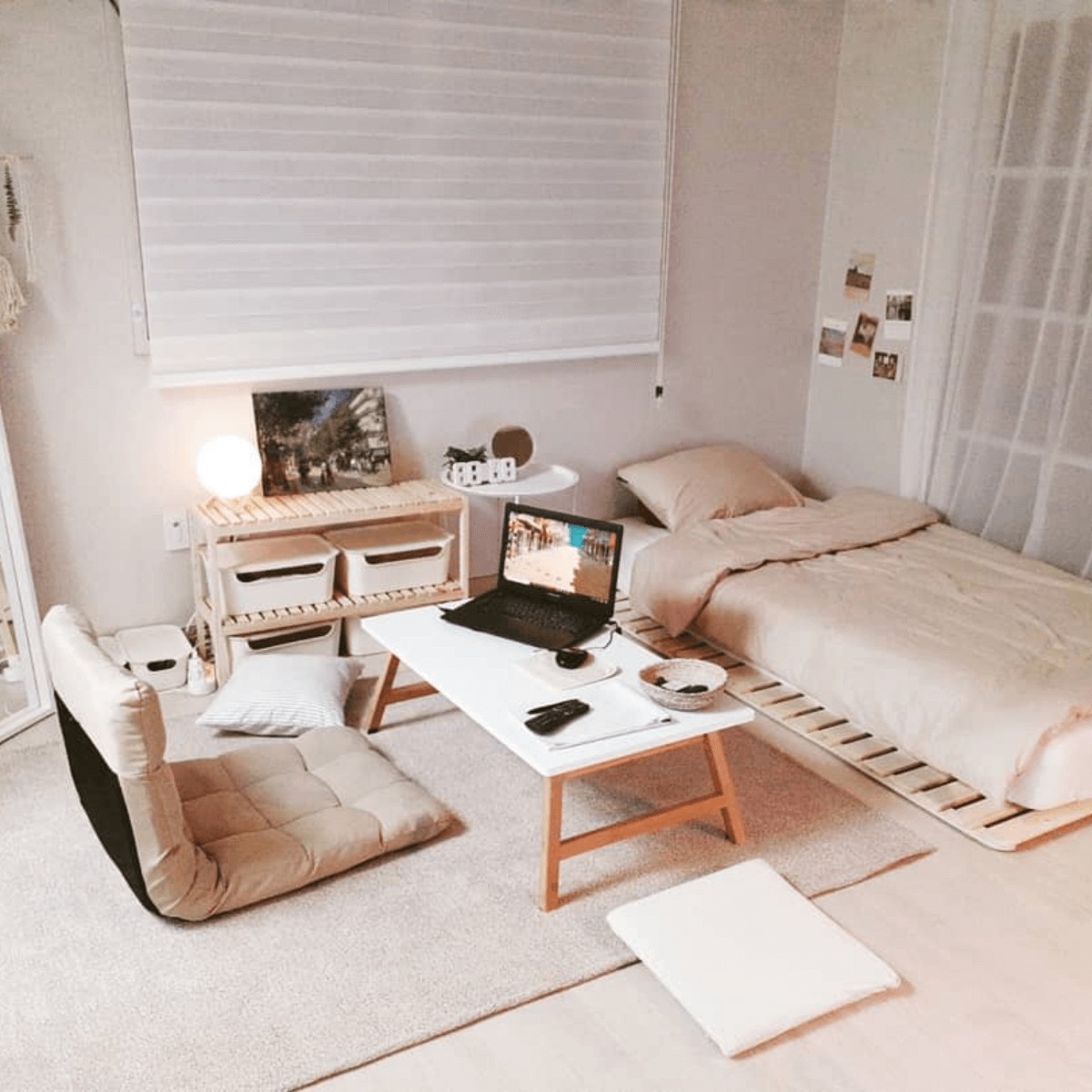 Ý tưởng decor phòng ngủ nhỏ không giường cho nữ theo phong cách Hàn Quốc hiện đại