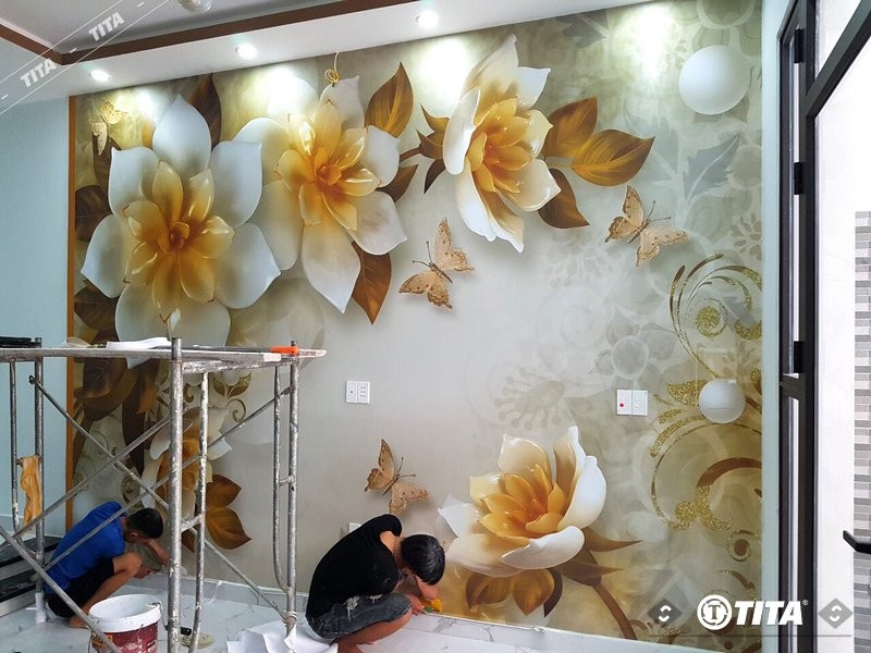 Tranh dán tường 3D giả ngọc bích sang trọng cho phòng ngủ