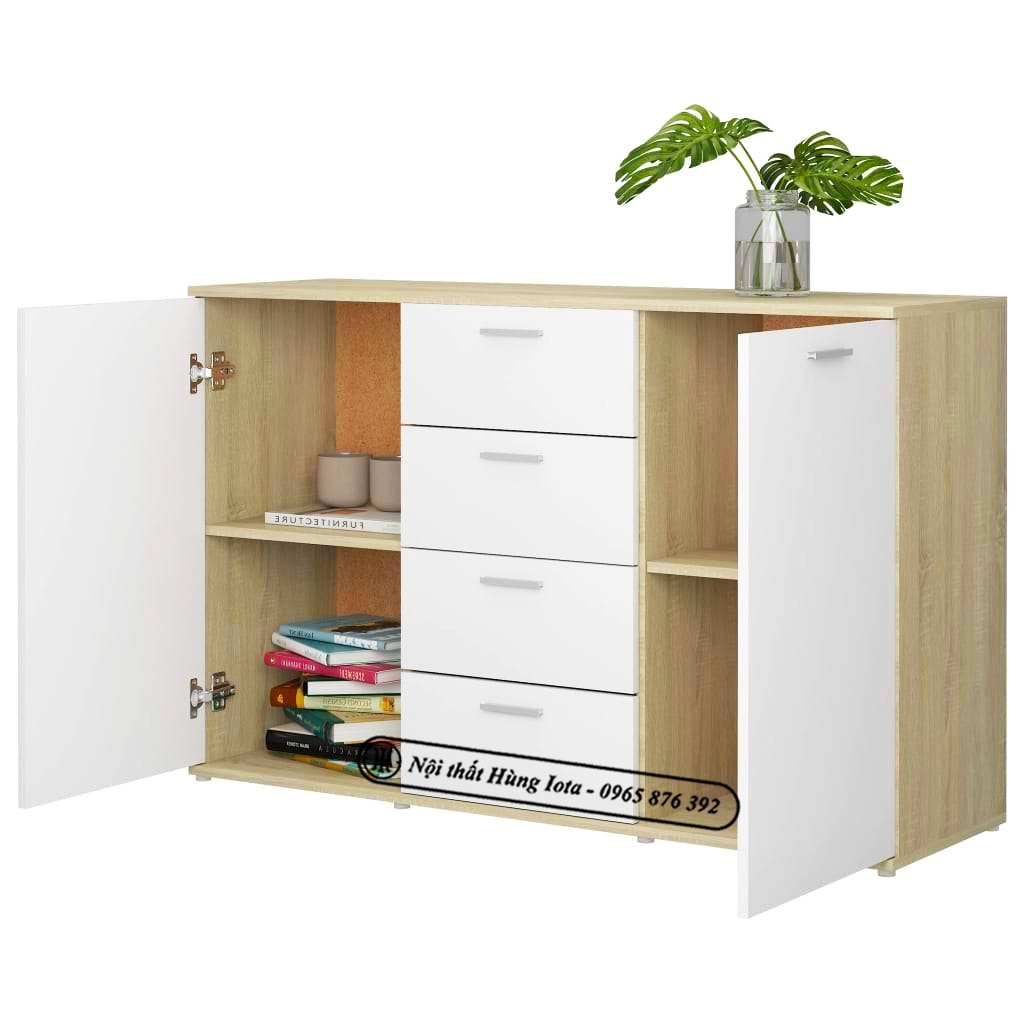 Tủ gỗ nhỏ gọn dùng để sách và tài liệu trong phòng làm việc tại nhà
