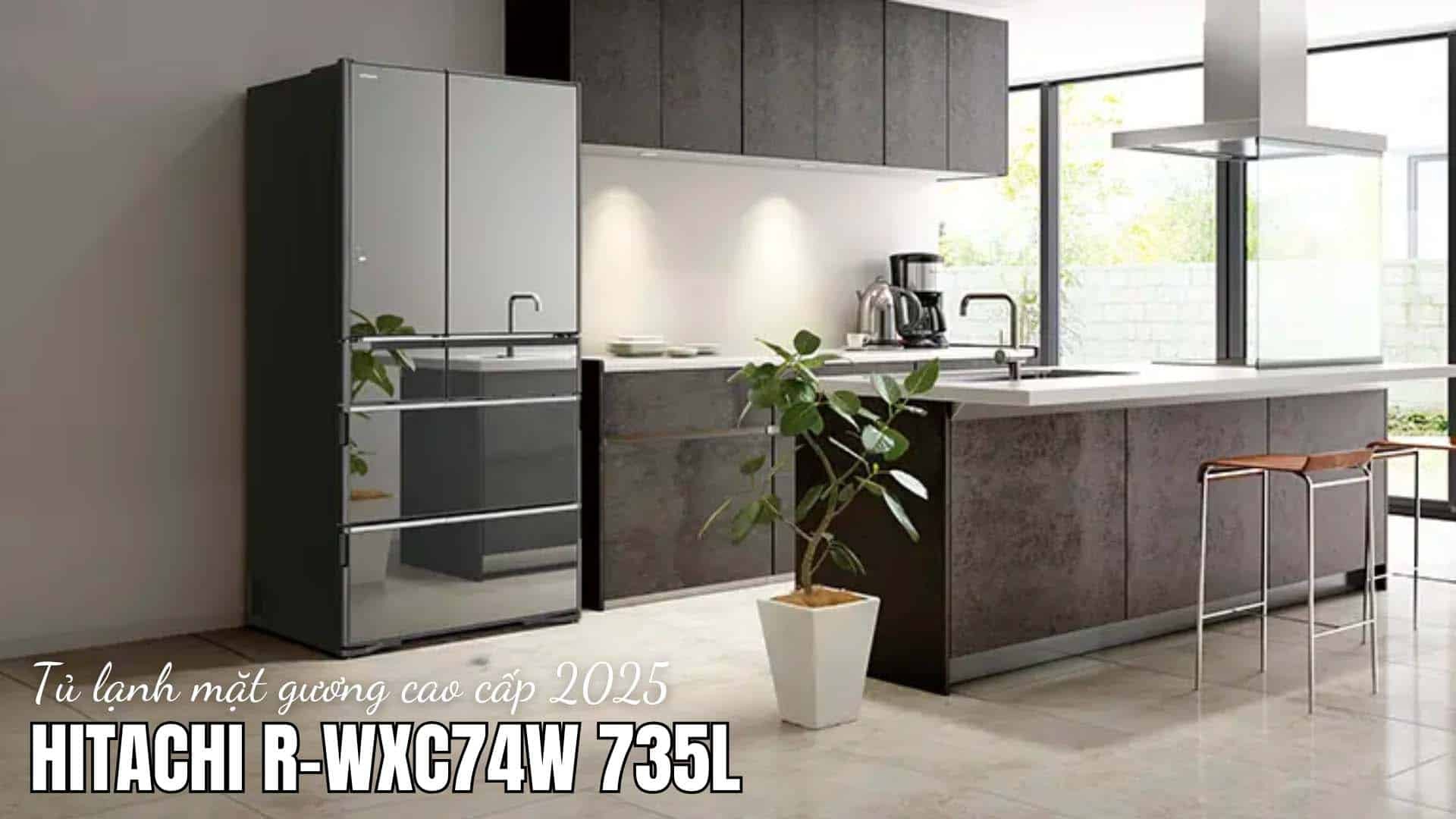 tủ lạnh hitachi r-wxc74w toàn cảnh