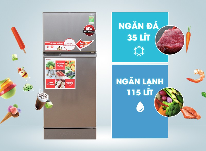 Tủ lạnh Sharp SJ-174E-BS 165 lít màu bạc nâu tại Điện Máy Xanh