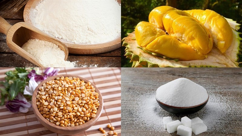 Nguyên liệu món ăn bánh in nhân đậu xanh sầu riêng