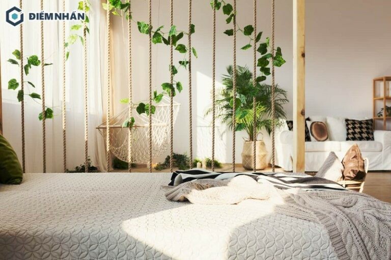 Vách ngăn phòng ngủ độc đáo làm từ dây thừng