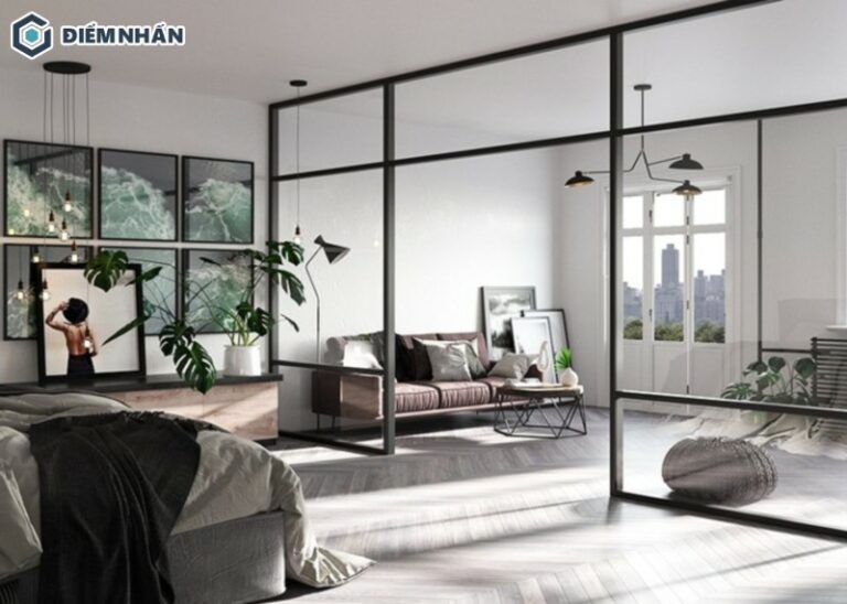 Vách ngăn phòng ngủ đẹp phong cách hiện đại