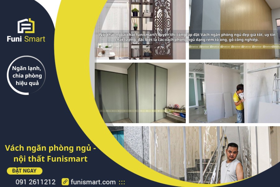 Vách ngăn cửa phòng ngủ kiểu lùa hiện đại phân chia không gian
