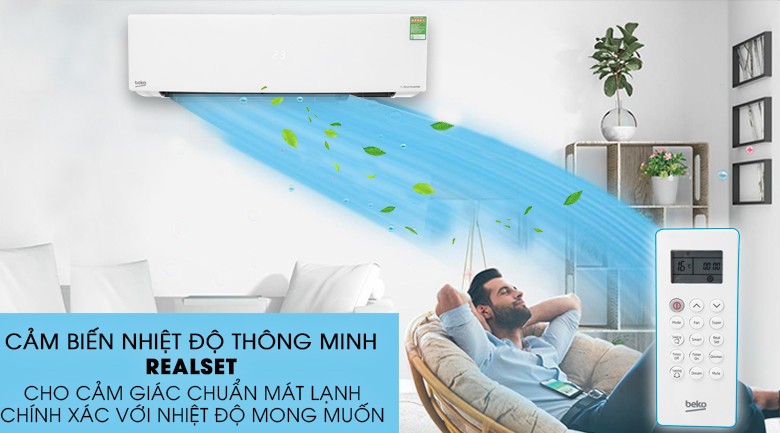 Cảm biến nhiệt độ RealSet trên remote máy lạnh Beko 1 HP Inverter