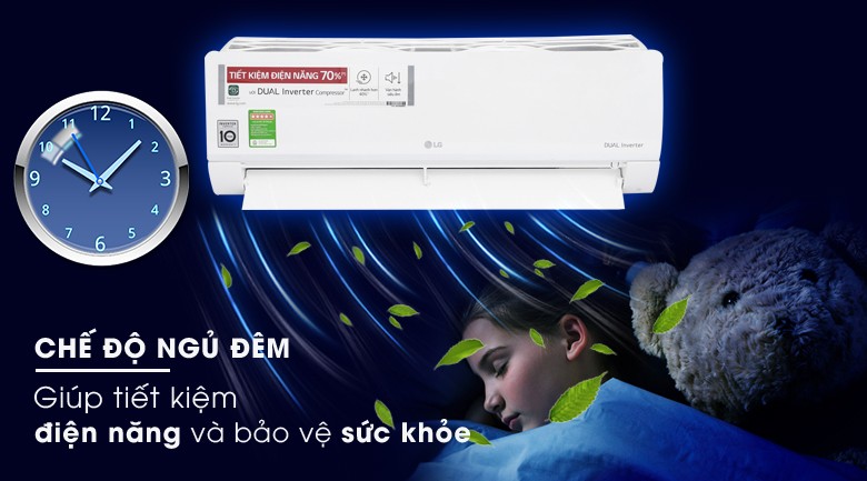 Chế độ ngủ đêm tự điều chỉnh nhiệt độ trên Máy lạnh LG