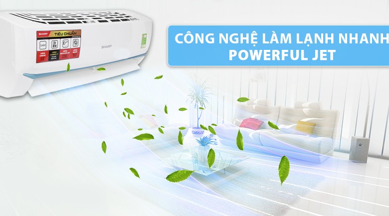 Luồng gió mạnh mẽ từ chức năng Powerful Jet của máy lạnh Sharp AH-A25UEW