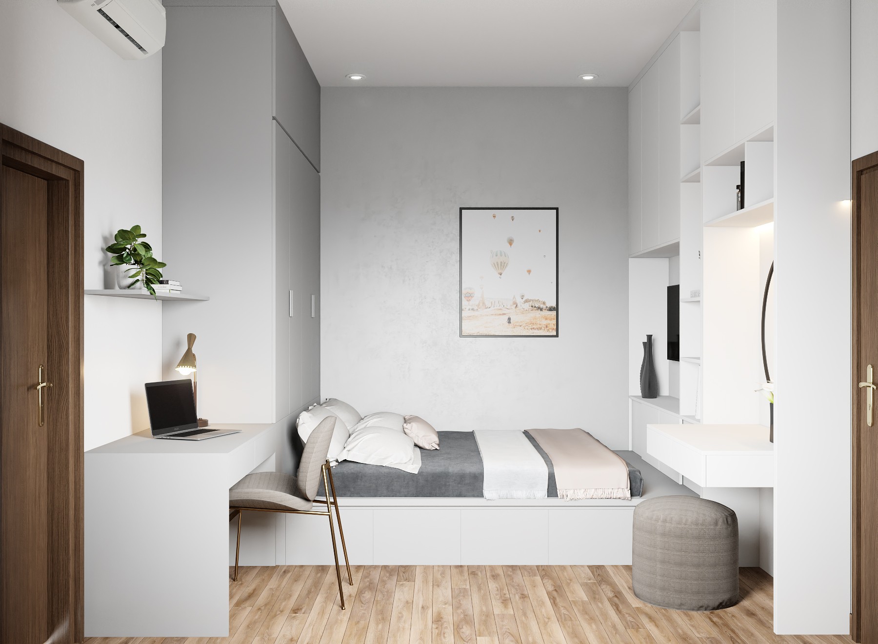 Thiết kế phòng ngủ đẹp tuyệt với cách bố trí giường hợp lý