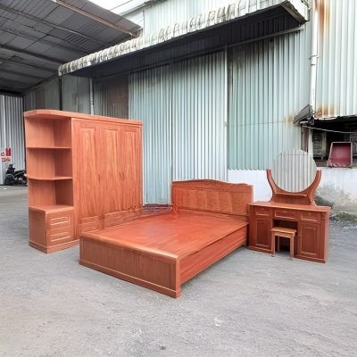 Combo giường, tủ và táp đầu giường gỗ hương đá